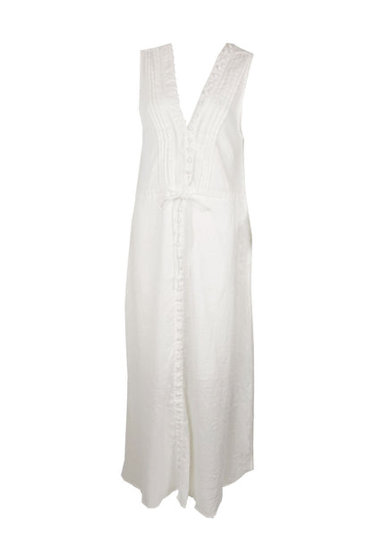 5240020 Sleeveless Linen Maxi Dress *White *Backorder