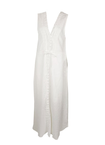 5240020 Sleeveless Linen Maxi Dress *White *Backorder