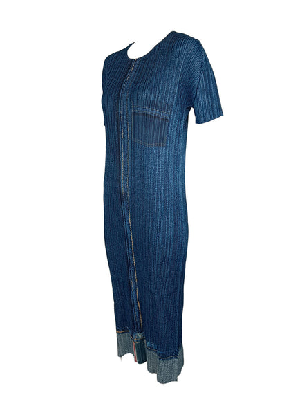 5240032 Denim Pleated Dress