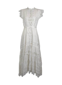 6230010 Sleeveless Eyelet Trimmed Dress *White