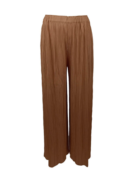 6230023 Straight Cut Pleats Pants * Brown