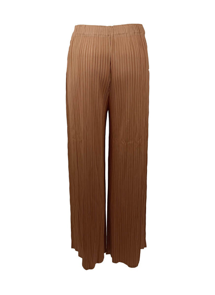6230023 Straight Cut Pleats Pants * Brown