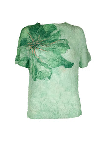 6240033 Floral Printed Pleated Top *Green