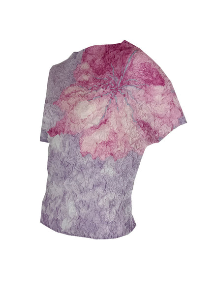 6240033 Floral Printed Pleated Top *Purple