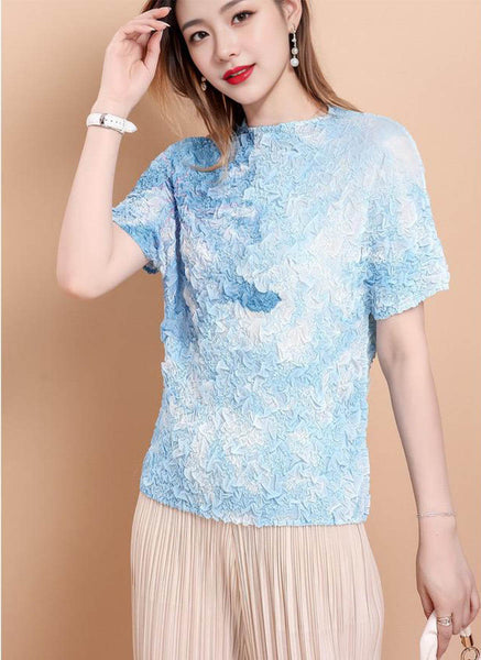 6240033 Floral Printed Pleated Top *Last Piece