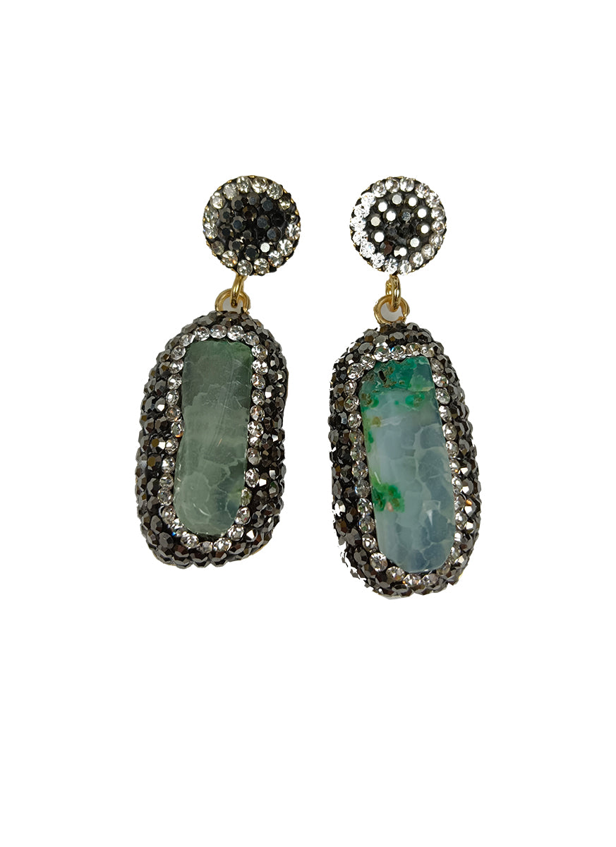 7230058 Natural Stone Crystal Earring *Green