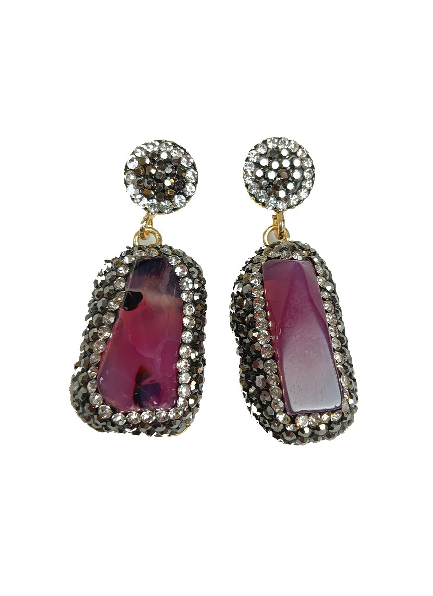 7230058 Natural Stone Earring *Purple *Last Piece