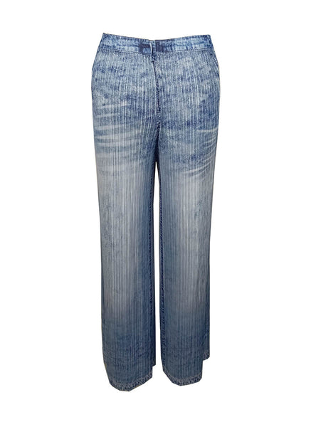 7240012 Denim Style Distressed Straight Pants *Blue *Backorder