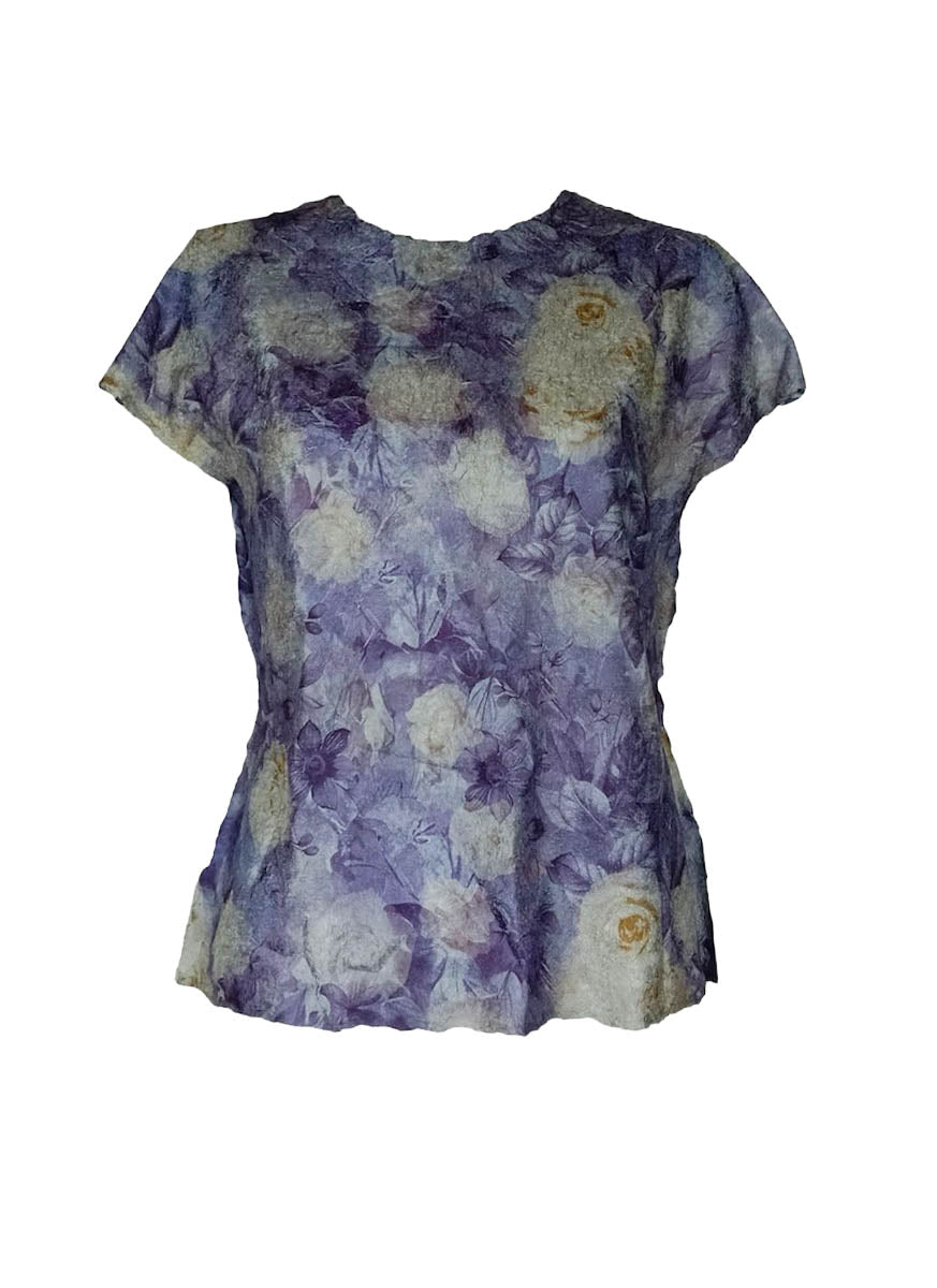 7240019 Floral Printed Pleated Top *Backorder