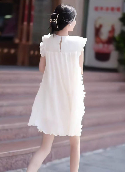 8240003 Irregular Ruffled Sleeveless Dress