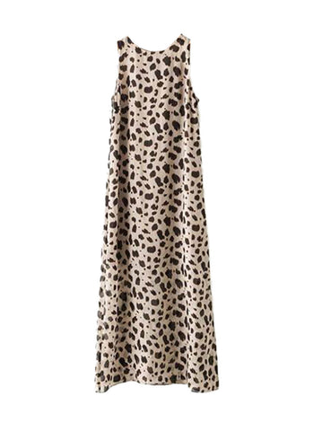 8240028 Ramie Printed Leopard Pattern Sleeveless Dress *Last Piece