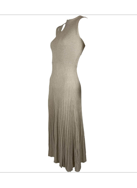 8240040 Knitted Round Neck Sleeveless Dress *Beige