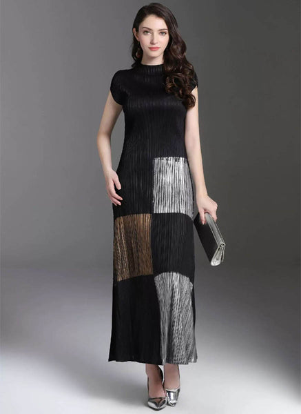 8240042 Printed A-Line Pleats Dress *Preorder