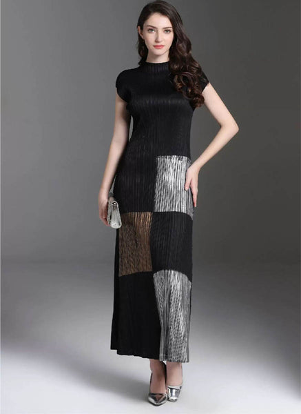 8240042 Printed A-Line Pleats Dress *Preorder