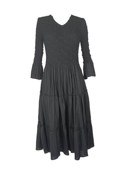 8240046 V-Neck High Waist Long Sleeve Dress *Preorder