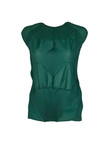 8240047 Irregular Sleeveless Pleats Top *Green *Backorder