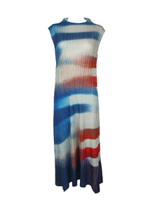 8240051 Tie Dye Pleated Dress *Blue *Backorder