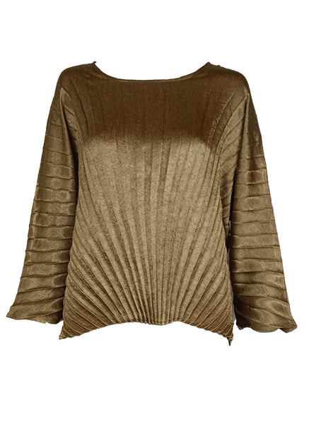 9240002 Round Neck Loose Pleated Top *Bronze *Backorder