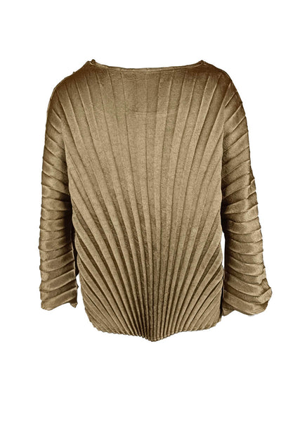 9240002 Round Neck Loose Pleated Top *Bronze *Backorder