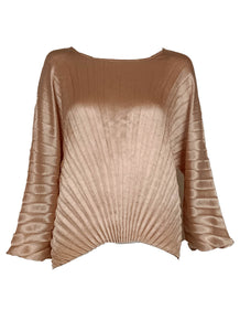 9240002 Round Neck Loose Pleated Top *Peach *Preorder