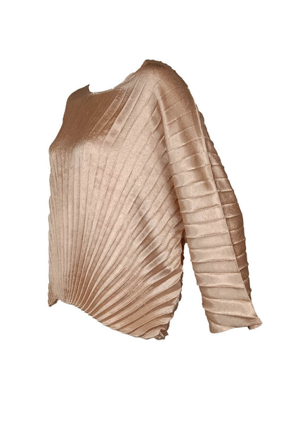 9240002 Round Neck Loose Pleated Top *Peach *Preorder