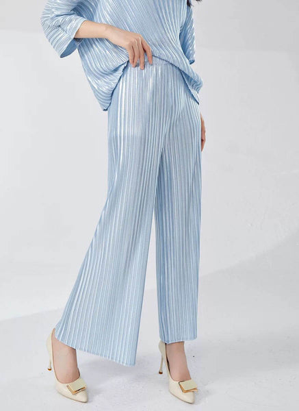 9240008 Pleated Top & Pants Set *Blue