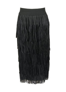 9240014 Retro Tassel Pleated Skirt *Black