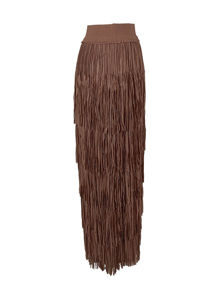 9240014 Retro Tassel Pleated Skirt *Brown