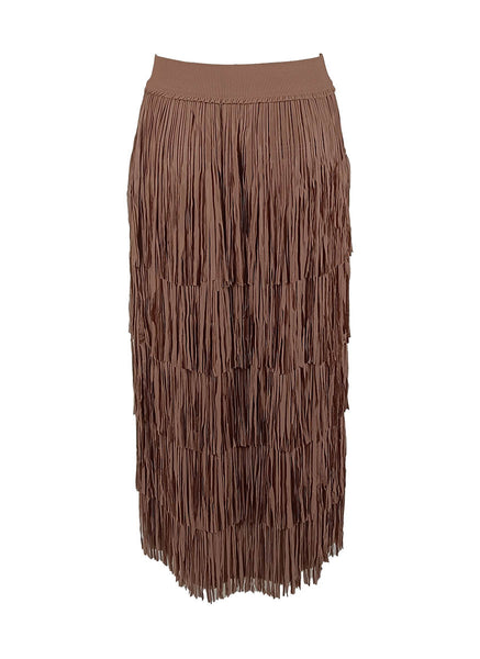 9240014 Retro Tassel Pleated Skirt *Brown