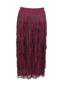 9240014 Retro Tassel Pleated Skirt *Wine Red