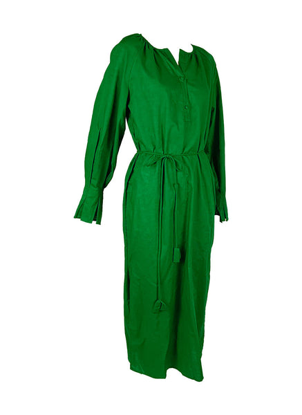 9240016 V-Neck Long Sleeve Tencel Dress *Green *Backorder