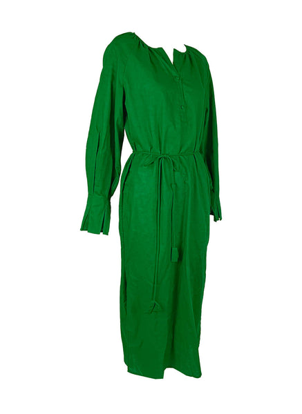 9240016 V-Neck Long Sleeve Tencel Dress *Green *Backorder