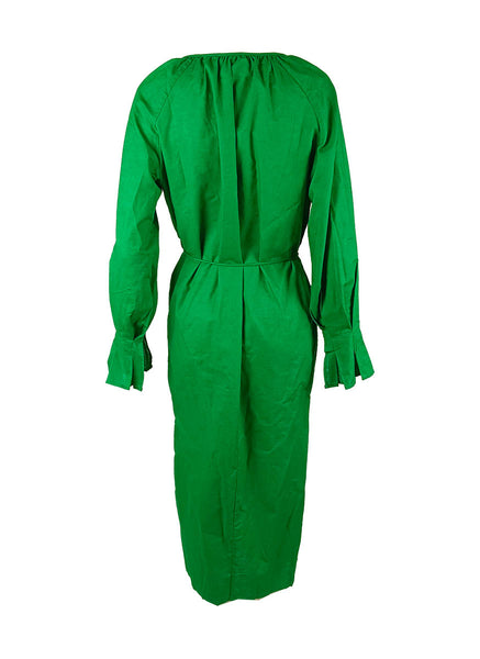 9240016 V-Neck Long Sleeve Tencel Dress *Green *Backorder