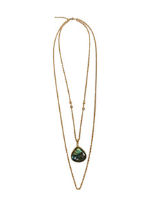 9240030 2 Layered Gold Chain & Natural Stone Necklace