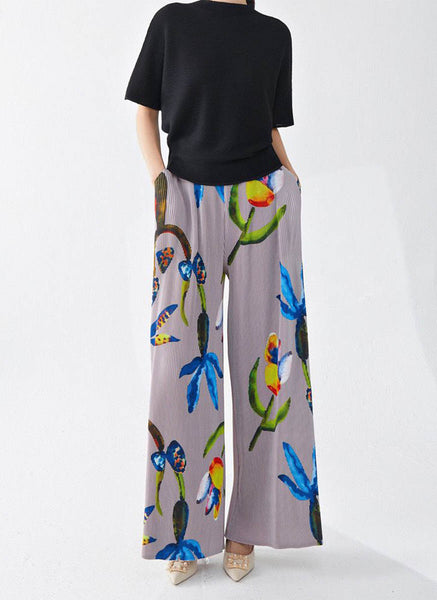 9240034 Floral Printed Pleated Pants *Last Piece