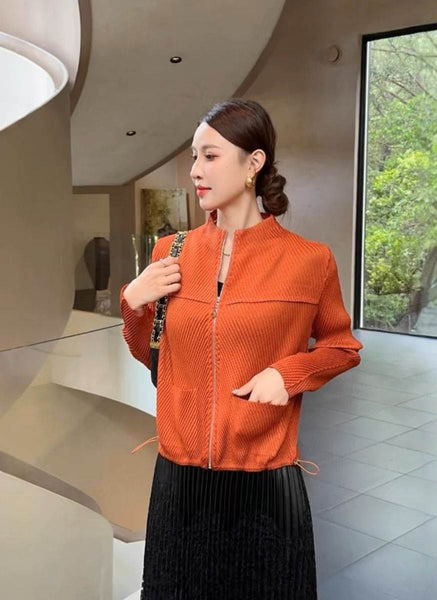 9240035 Zipper Pleats Jacket *Orange