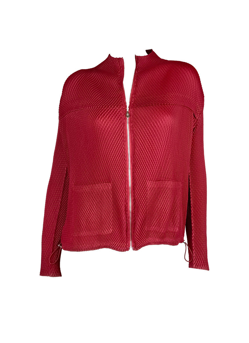 9240035 Zipper Pleats Jacket *Rose Red