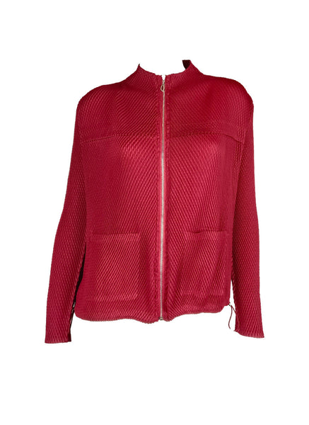 9240035 Zipper Pleats Jacket *Rose Red