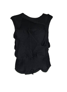 9240037 Sleeveless Pleats Top *Black