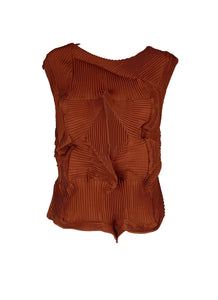 9240037 Sleeveless Pleats Top *Brown