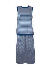 8240021 Blue Striped Sleeveless Top & Skirt Set