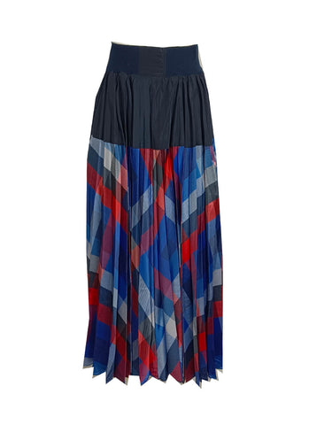 D230007 Geometric Printed Pleated Skirt *Blue *Last Piece