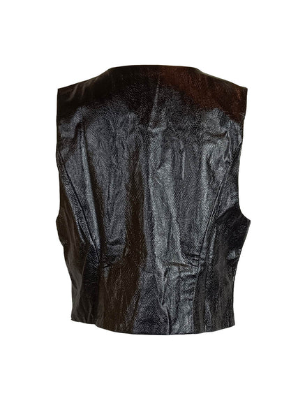 D230008 Faux Leather Vest Top