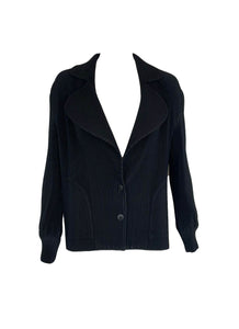 D230023 Front Button Pleated Jacket *Black