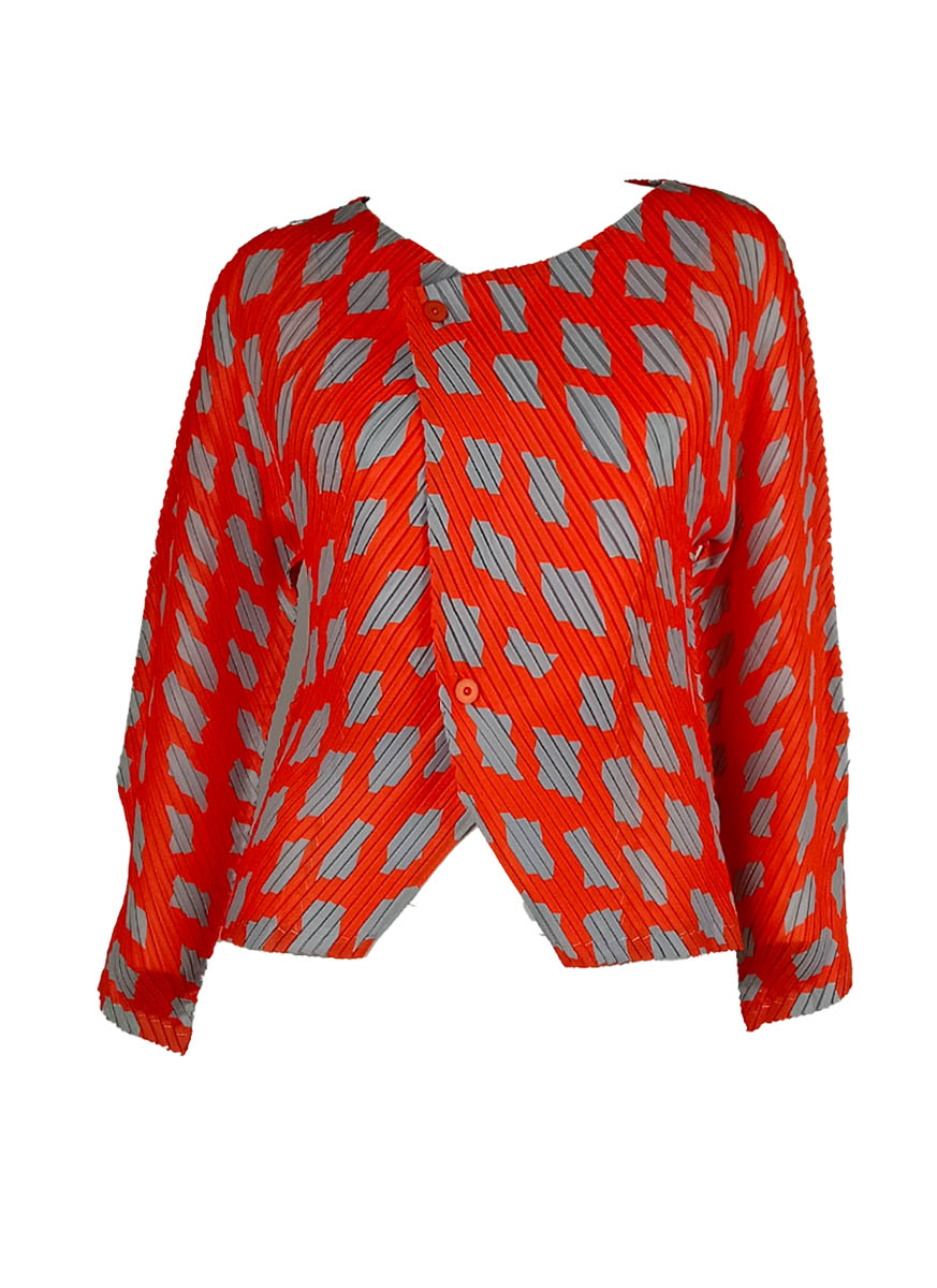 D240004 Long Sleeve Pleated Cardigan Shawl *Orange