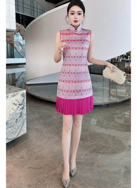 D240006 Mandarin Collar Embroidered Cheongsam