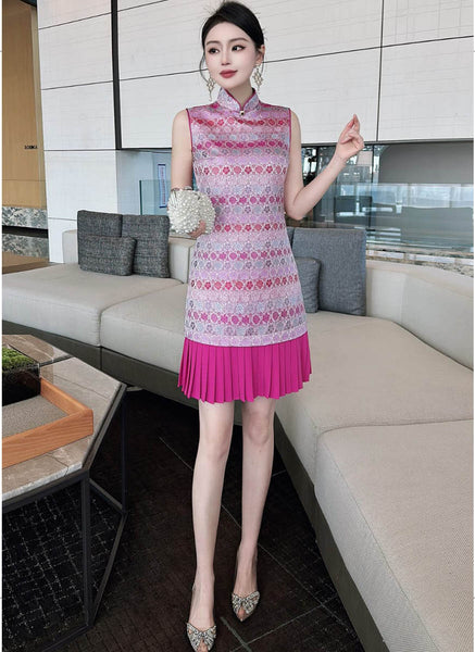 D240006 Mandarin Collar Embroidered Cheongsam