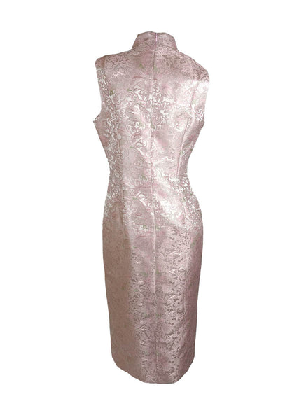 D240014 Silver Embroidery Slit Cheongsam