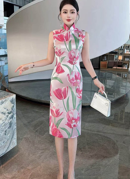 D240015 Floral Embroidery Cheongsam