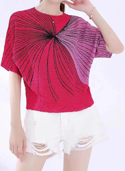 D240017 Contrast Color Pleated Top *Last Piece